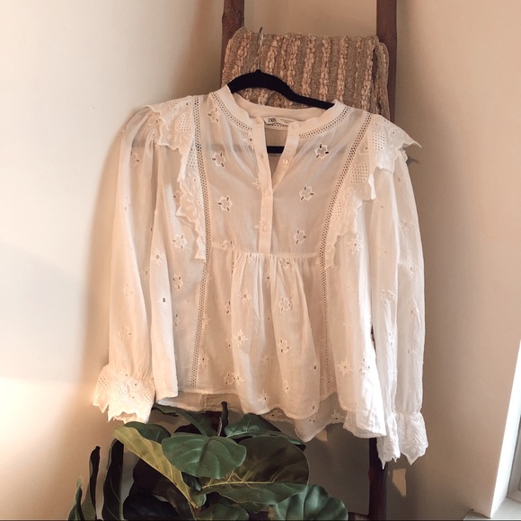 Zara Tops - White eyelet lace blouse Zara